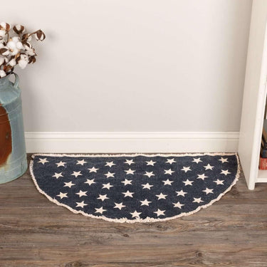 Antique Navy Star Rug Half Circle 16.5x33 VHC Brands - The Fox Decor